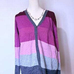 Eddie Bauer Purple and Pink Cardigan Sweater V-Neck